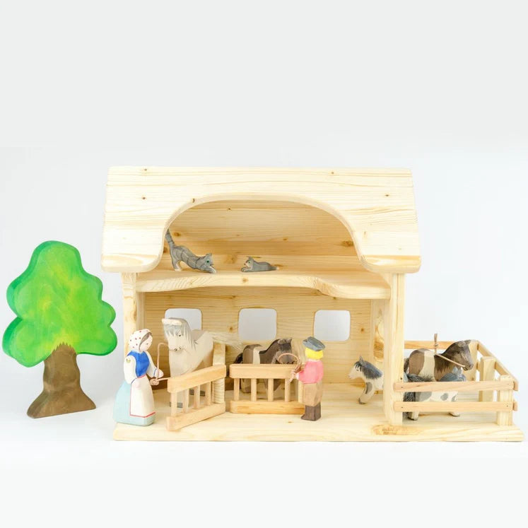 Wooden Farm Barn with Stable