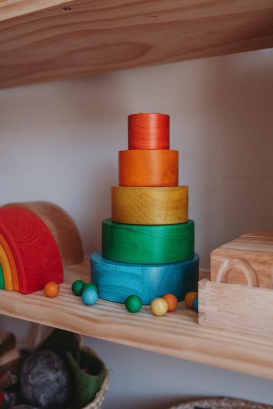 Rainbow Wooden Stacking Bowls