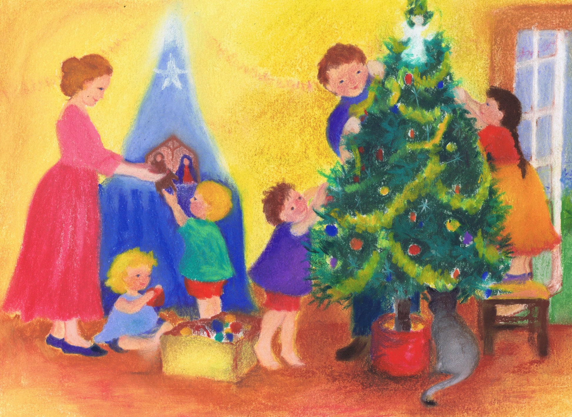 Australian Christmas seasonal card illustrated by Sarah Laidlaw. Designed for Australian Waldorf and Montessori seasonal celebrations . 