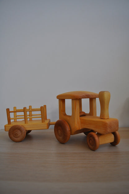 Wooden Tractor with Cart - Large