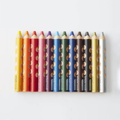 Lyra Groove 3-in-1 coloured pencils with ergonomic grip, ideal for children's drawing and creative play.