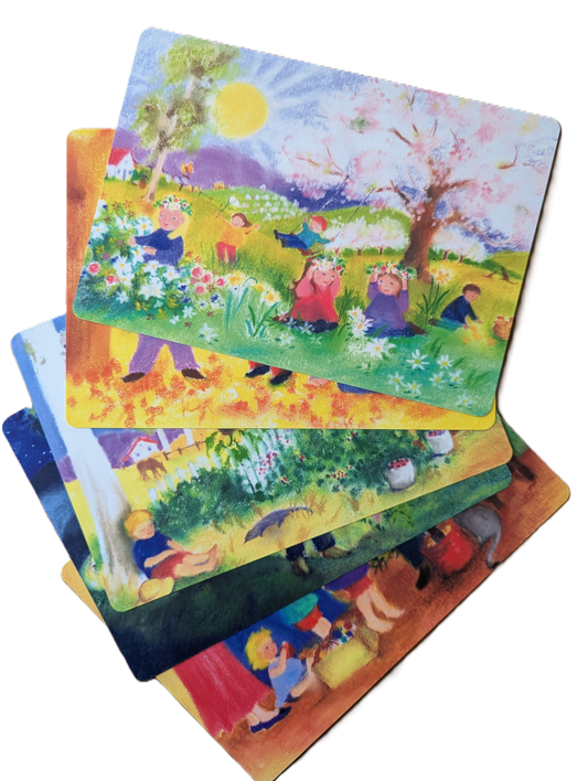 Waldorf and Montessori seasonal cards featuring Australian nature illustrations.