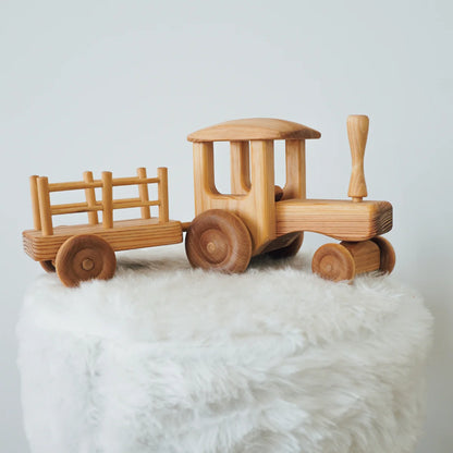 Wooden Tractor with Cart - Large