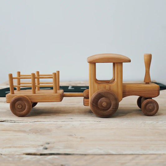 Wooden Tractor with Cart - Large