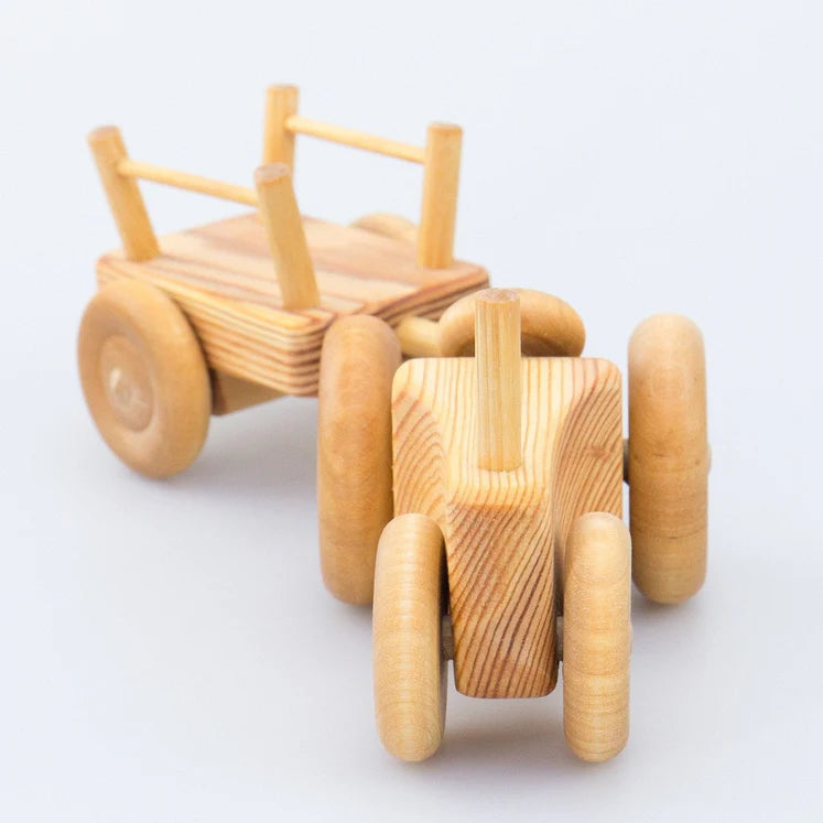 Wooden Tractor with Cart