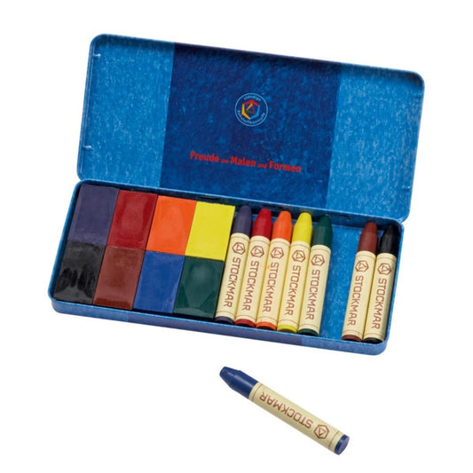 STOCKMAR Wax Crayon Combo - 8 Sticks and 8 Blocks